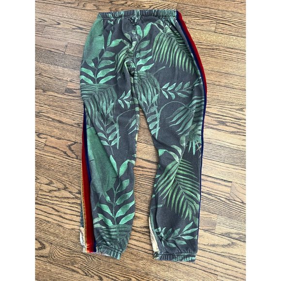 RARE 5 stripe jungle tiger Aviator Nation sweatpants in green XL RARE - Picture 4 of 4